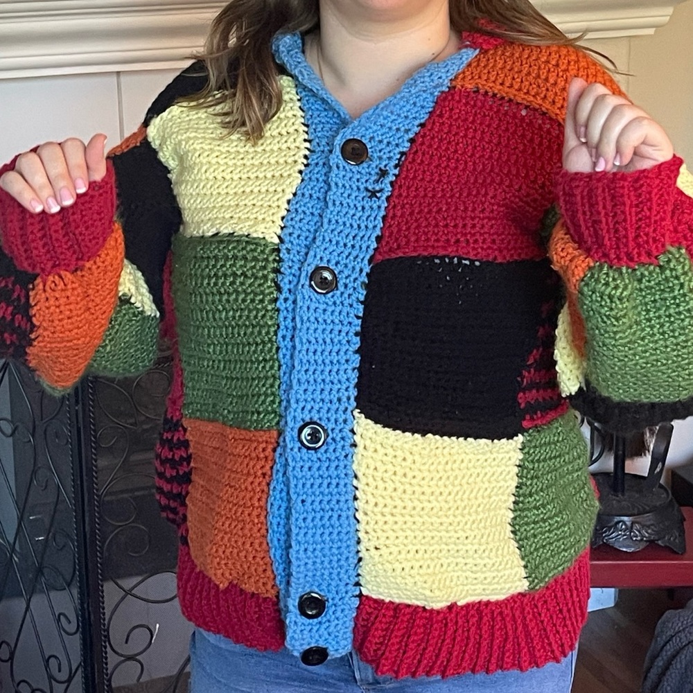 Harry Styles-Inspired Patchwork Cardigan, Handmade and Funky